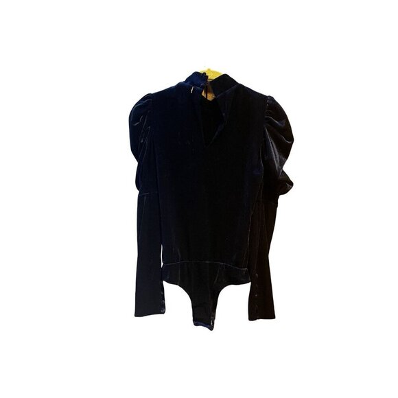 NWT Misa Los Angeles Velvet Midnight Blue Velvet Puff Sleeve Bodysuit Size XS - Picture 6 of 12